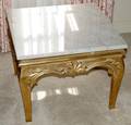 021203 IT GILDED WOOD COCKTAIL TABLE W MARBLE TOP