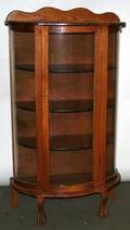 021197 AMERICAN OAK  GLASS CHINA CABINET H 61
