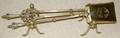 021193 ENGLISH BRASS FIRE DOGS  BRASS TONGS