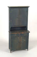 Painted pine childs stepback cupboard 19th c