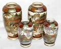070081 JAPANESE SATSUMA EARTHENWARE VASES