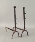 Pair of wrought iron andirons ca 1730