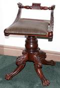 052172 PHILADELPHIA EMPIRE CARVED MAHOGAN PIANO STOOL