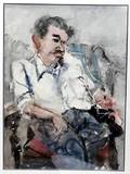 052144 RICHARD JERZY WATERCOLOR 21x29 SEATED MAN