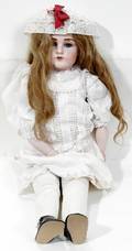 051132 GERMAN BISQUE  KID LEATHER DOLL C1910