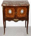 042118 LOUIS XV STYLE MARQUETRY COMMODE MARBLE TOP