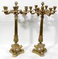 042113 FRENCH EMPIRE BRONZE 6 LIGHT CANDELABRAS C1880