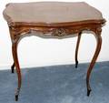 042103 FRENCH CARVED WALNUT PARLOR TABLE H 29 L33