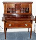 042102 MAHOGANY TAMBOUR STYLE SATINWOOD INLAY DESK