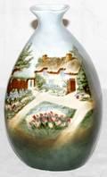041323 ENGLISH POTTERY VASE W COTSWOLD SCENE