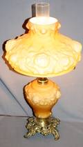 040197 ROSE DESIGN GLASS  BRASS HURRICANE LAMP