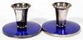 030140 MEKA STERLING SILVER  ENAMEL CANDLE STICKS