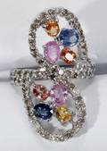070111 GOLD 11CT DIAMOND  22CT SAPPHIRE RING