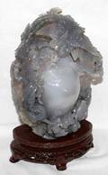 070093 CHINESE EGG FORM JADE CARVING BIRDS  SERPENTS
