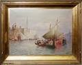 062181 H DABER OIL ON CANVAS VENETIAN SAILBOATS