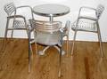 052211 JORGE PENSI CHROME TABLE  3 ARM CHAIRS