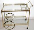 052186 BRASS  GLASS TEA WAGON H 31 W 21 L 34