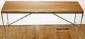 052208 CHROME  WOOD SLAT BENCH H 195 L 47