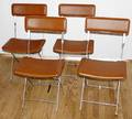 052206 ITALIAN BROWN LEATHER METAL FOLDING CHAIRS 4