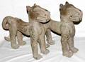 050170 NIGERIAN BENIN BRONZE ANIMAL FIGURES H 24