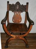 030174 DAMASCUS STYLE CARVED ARM CHAIR H38 W24 D17