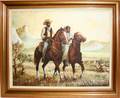 030187 NASH OIL ON CANVAS MAN  WOMAN ON HORSEBACK