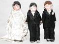 021309 BISQUE BOY DOLLS W BLACK SUITS  BRIDE DOLL