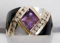 062228 GENTS AMETHYST ONYX MOPEARL  DIAMOND RING