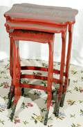 051220 CHINESE HANDPAINTED NEST OF 3 TABLES C1900