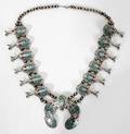 051212 NATIVE AMERICAN SILVER SQUASH BLOSSOM NECKLACE