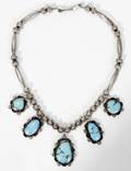 051211 NATIVE AMERICAN STERLING  TURQUOISE NECKLACE