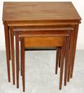 041386 MAHOGANY NEST TABLES W SATINWOOD STRING INLAY