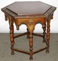 030247 WALNUT TABLE W POLYCHROME ACCENTS C 1930