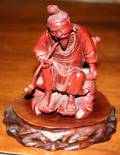 030216 CHINESE CARVED WOOD FIGURE OF A SEATED MAN