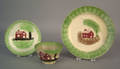Green spatter cup and saucer 19th c