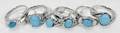020251 BLUE TURQUOISE  STERLING925 RINGS SIX