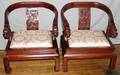 070228 CHINESE HAND CARVED ROSEWOOD ARMCHAIRS PAIR