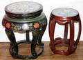 070245 CHINESE CLOISONN LACQUER  ROSEWOOD TABLES
