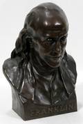052284 BRONZE BUST OF BEN FRANKLIN H10 W8