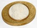 052283 FRENCH GILT METAL OVAL BOX CARVED IVORY