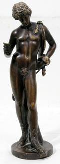052280 ITALIAN BRONZE SCULPTURE ROMAN MALE NUDE