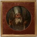 052277 OIL ON PANEL TONDO PORTRAIT OF A BISHOP