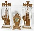 050282 SPELTER MARBLE  CRYSTAL SCONCES  ARSEN CLOCK