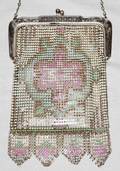 050265 WHITING DAVIS MESH ENAMEL SILVER PLATE PURSE