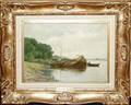 042243 FRANZ VAN DAMME OIL ON CANVAS RIVER LANDSCAPE