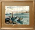042241 RUDOLPH JACOBI WATERCOLOR SHIPYARD 18x24