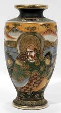 041445 JAPANESE SATSUMA EARTHENWARE VASE C 1910