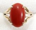 040303 14K GOLD  RED CORAL RING