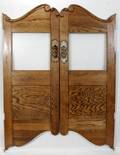 020312 C PASSOW CARVED OAK GLASS SWINGING DOORS
