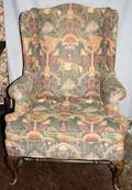 070281 QUEEN ANN STYLE WING BACK MAHOGANY ARM CHAIR